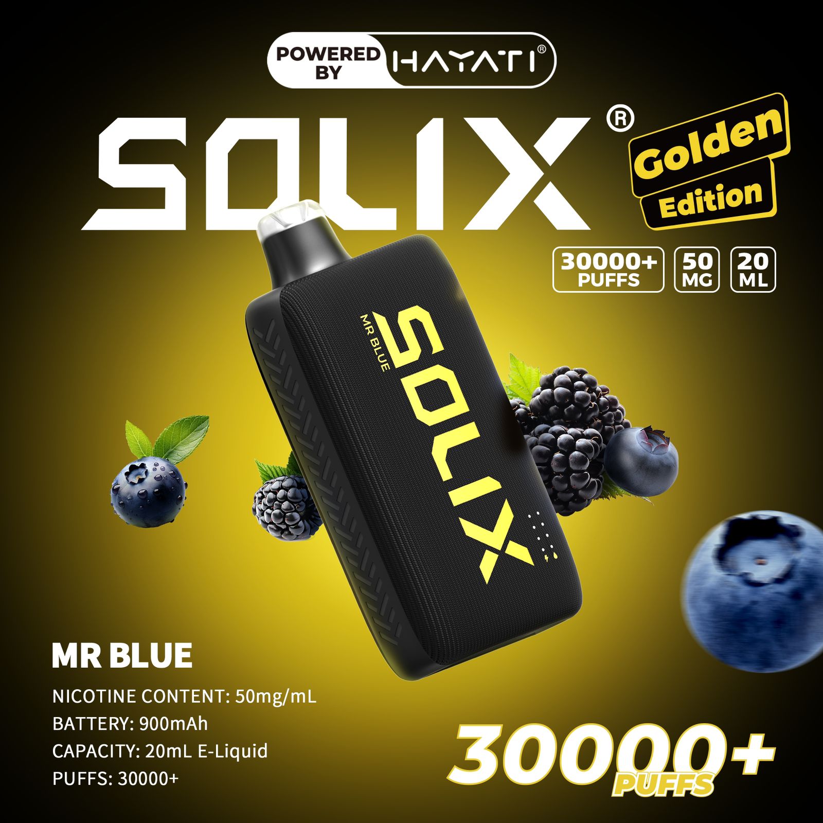 Hayati Solix 30K Puffs Disposable Vape – Golden Edition | 50mg Nicotine | Rechargeable | UAE Exclusive flavor image