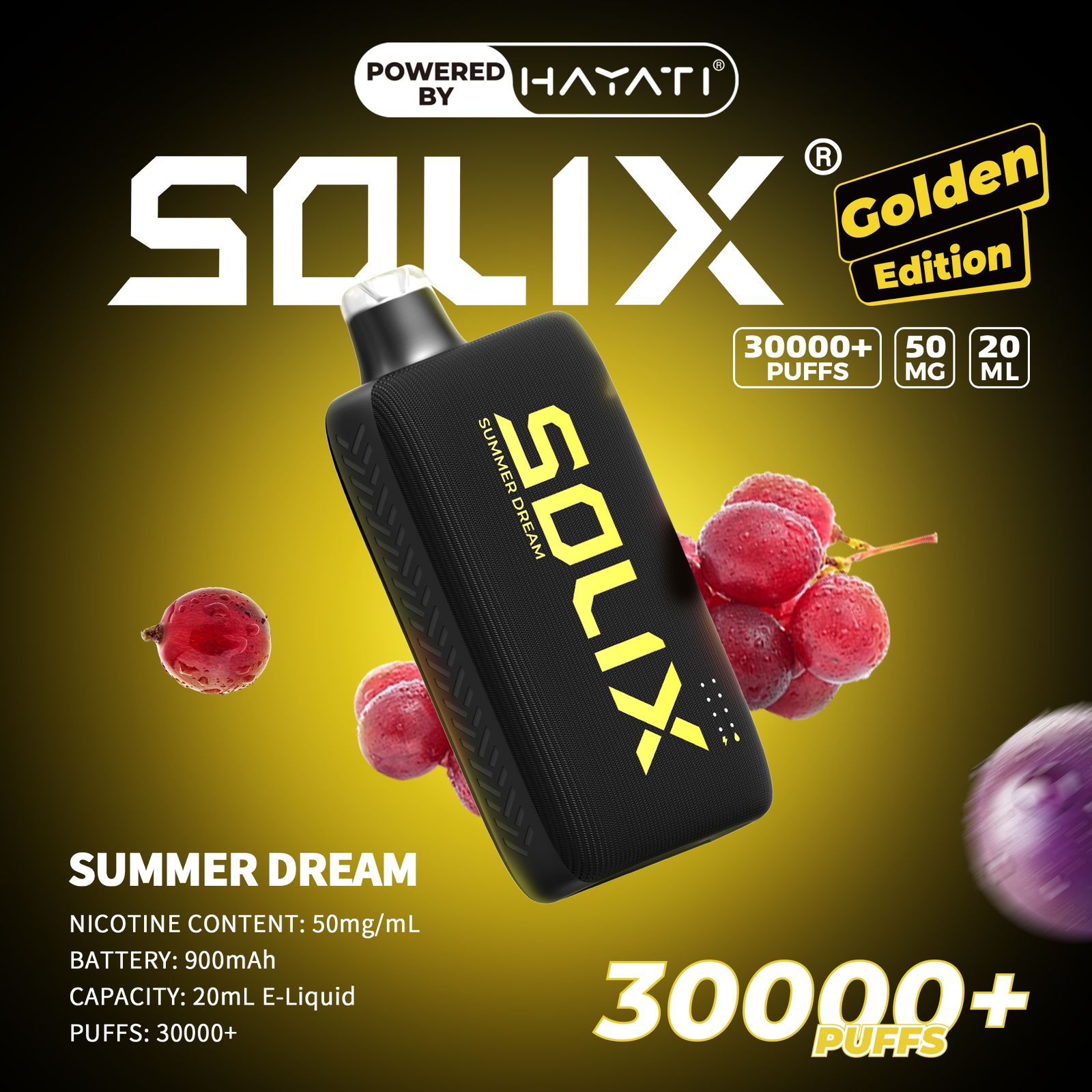 Hayati Solix 30K Puffs Disposable Vape – Golden Edition | 50mg Nicotine | Rechargeable | UAE Exclusive flavor image